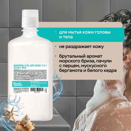 Шампунь-гель для душа 2 в 1 SECRET MAN